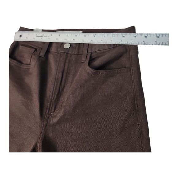 Frank & Eileen Cork High Waist Straight Leg Jeans Sz 27 Chocolate Brown Raw Hem - Picture 3 of 12